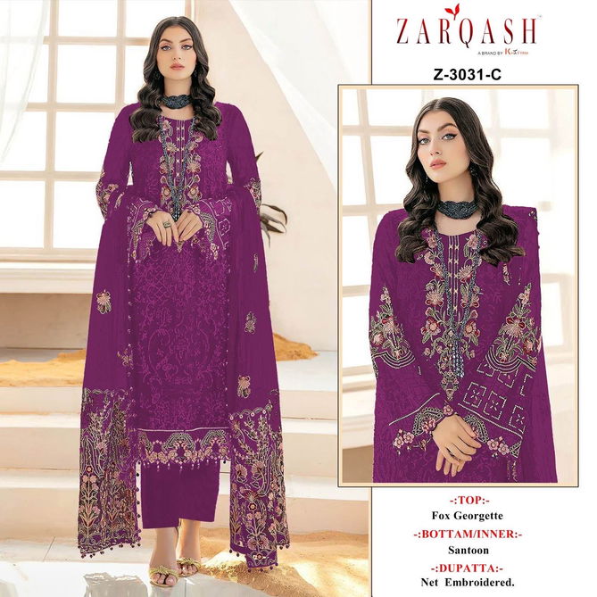 Z 3031 By Zarqash Heavy Georgette Pakistani Suits Wholesale Clothing Suppliers In India